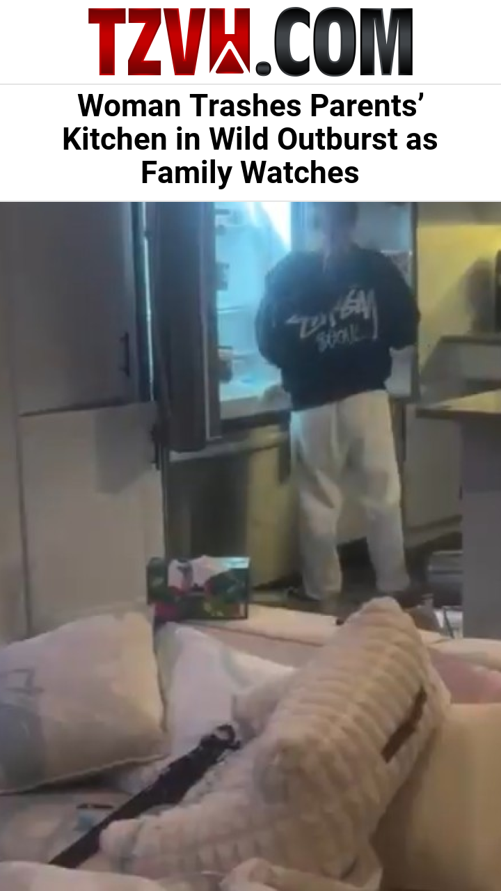 Woman Trashes Parents’ Kitchen in Wild Outburst as Family Watches