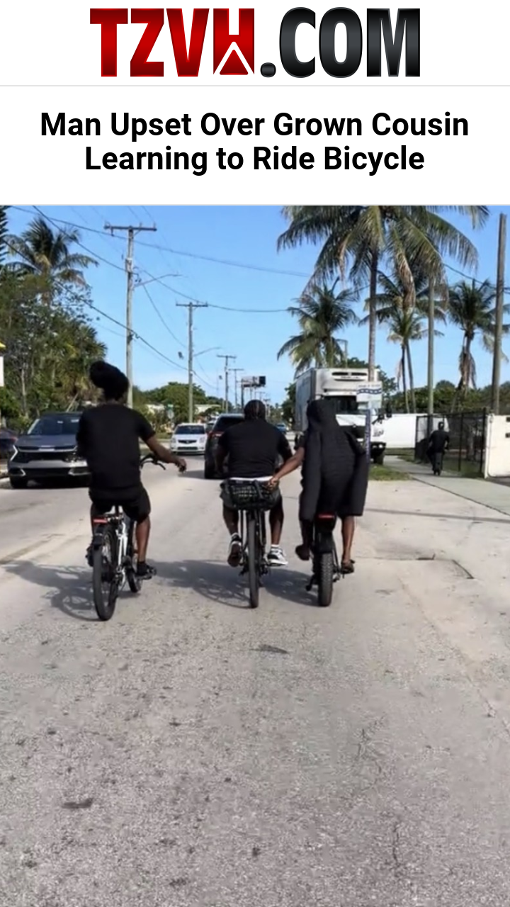 Man Upset Over Grown Cousin Learning to Ride Bicycle