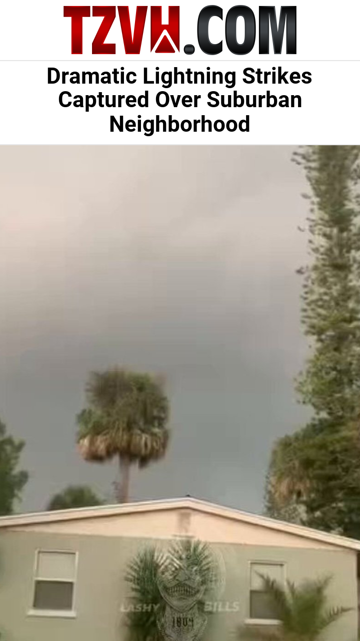 Dramatic Lightning Strikes Captured Over Suburban Neighborhood