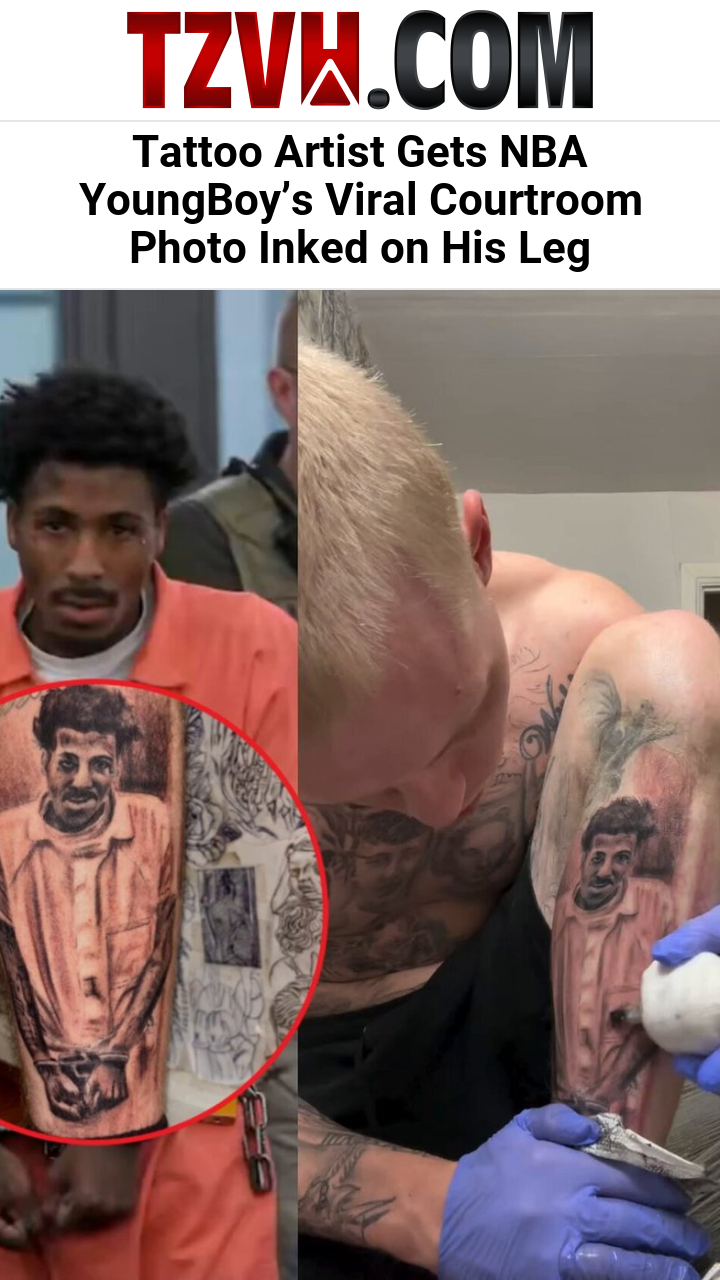 Tattoo Artist Gets NBA YoungBoy’s Viral Courtroom Photo Inked on His Leg