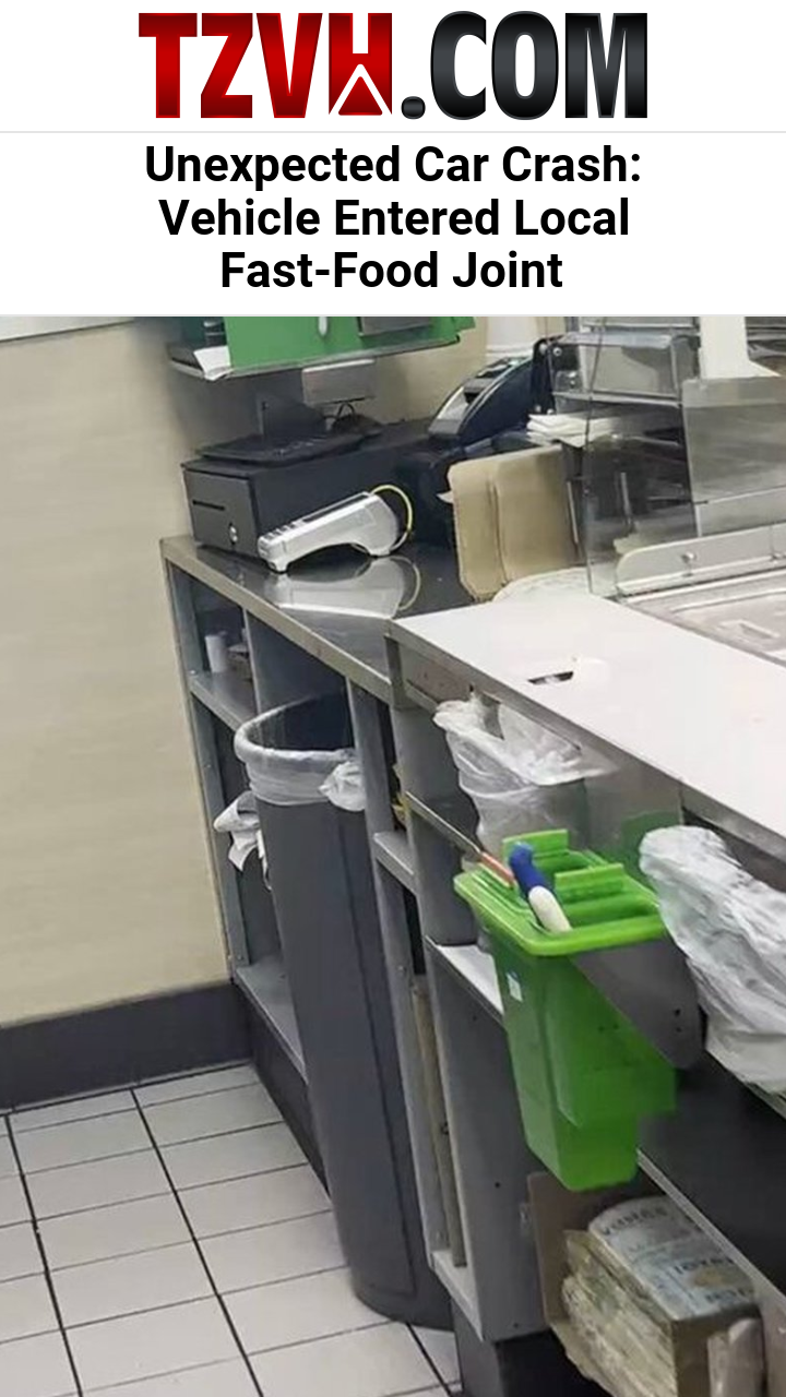 Unexpected Car Crash: Vehicle Entered Local Fast-Food Joint