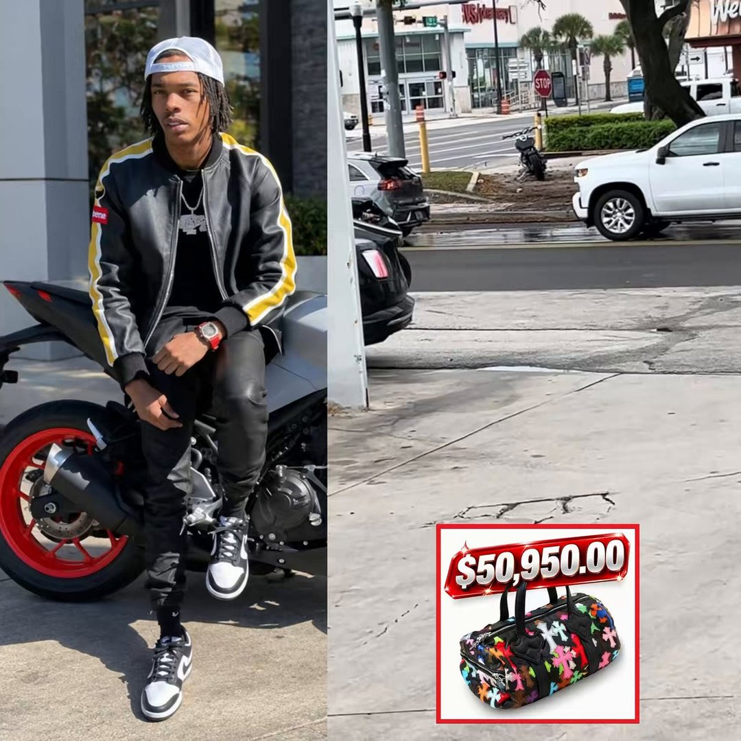 Lil Baby was spotted riding a motorcycle by himself in Miami while carrying a $50K Chrome Hearts bag