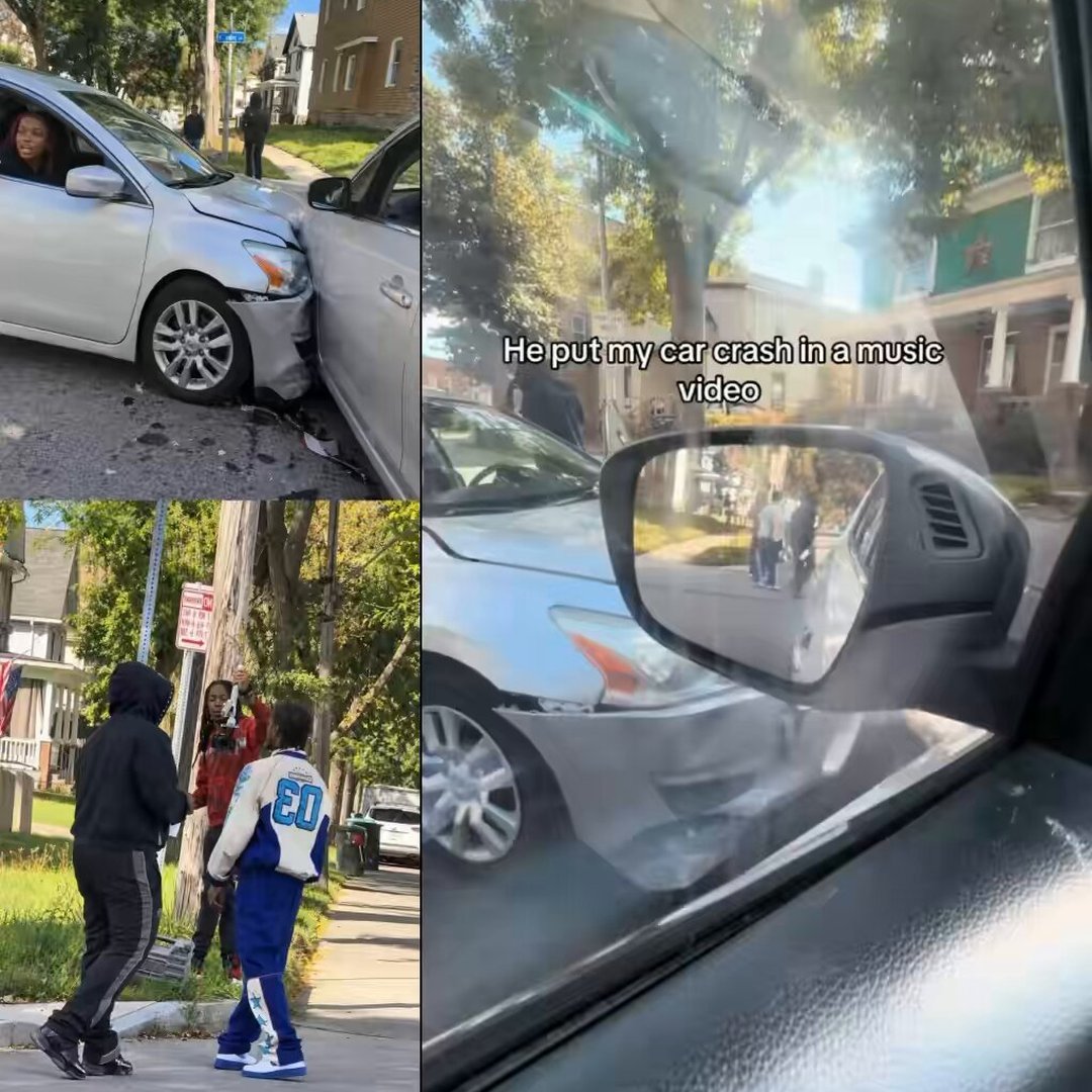 Rapper Starts Shooting a Music Video as Woman Deals With Police After Crashing Her Car in the Hood