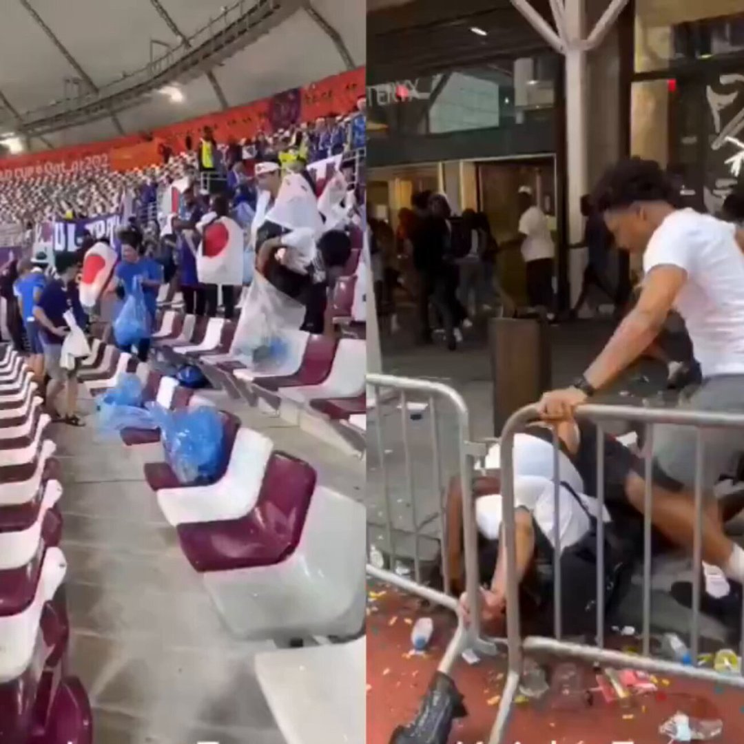 Japanese fans pick up trash. Knicks fans tear up streets. Actually insane.