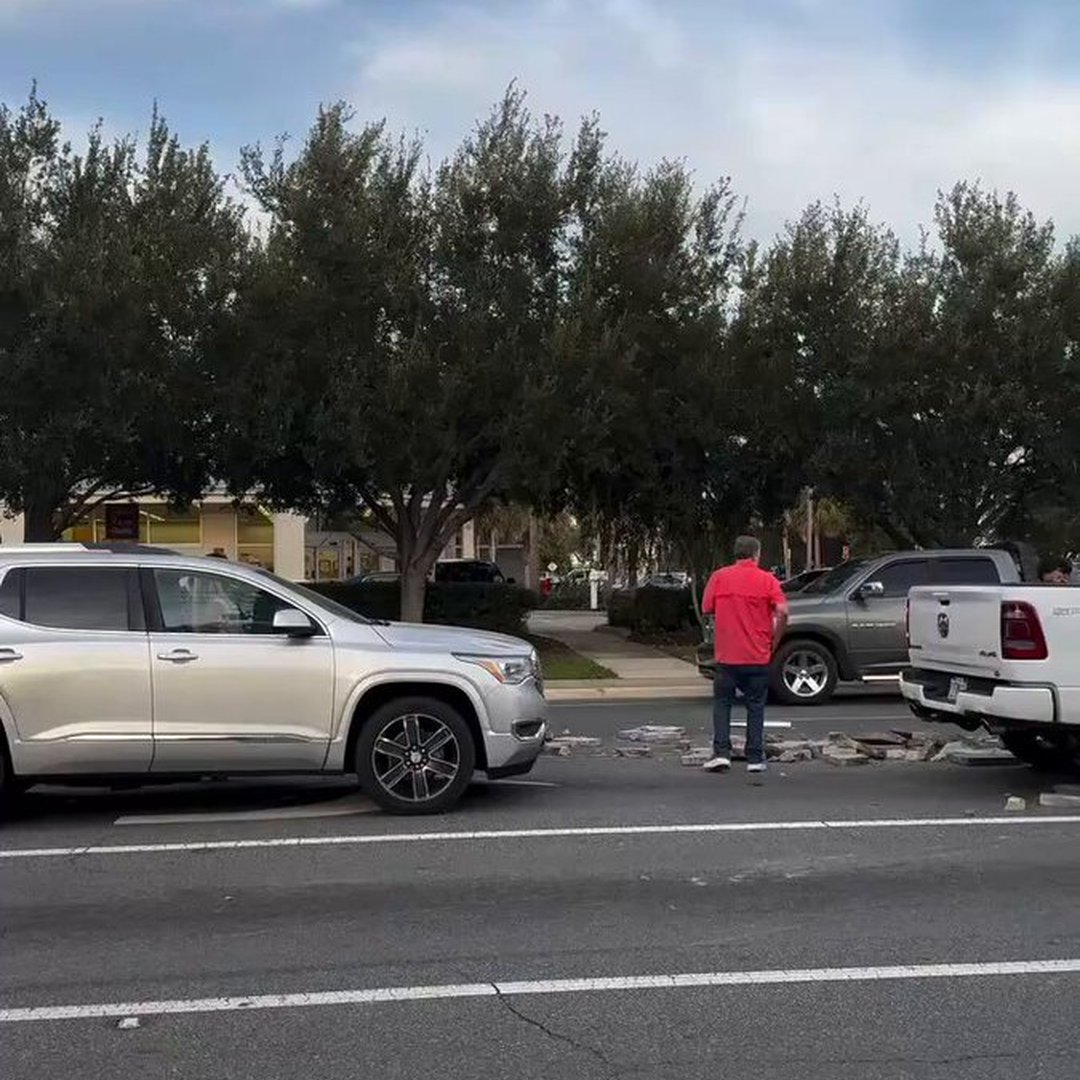 Concrete Goes Flying Off Truck, Smashes Into Traffic