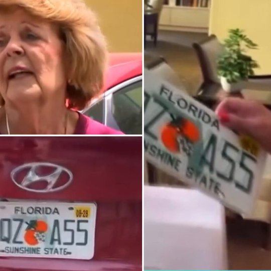 Florida Sends 77-Year-Old Woman License Plate That Appears To Read “SQUEEZE A**”