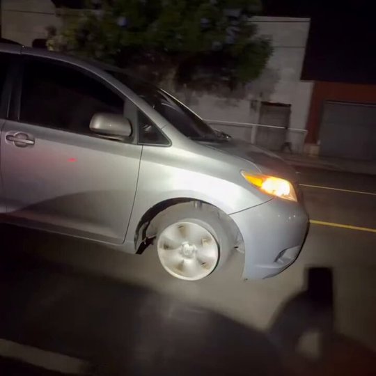 Woman Drives With Tire Shredded Down to the Rims
