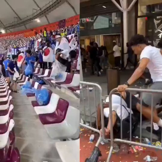 Japanese fans pick up trash. Knicks fans tear up streets. Actually insane.